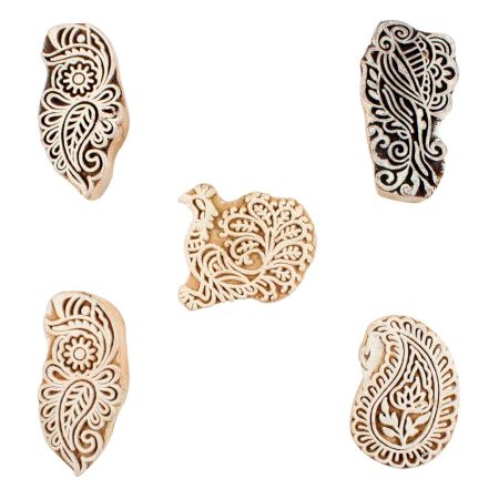 Set of 5 Piece New Mix Wooden Printing Blocks